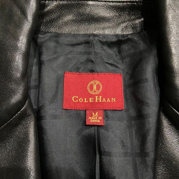 Cole Haan Black Lambskin Soft Leather Jacket Single Button Women's Size Medium - Picture 7 of 11